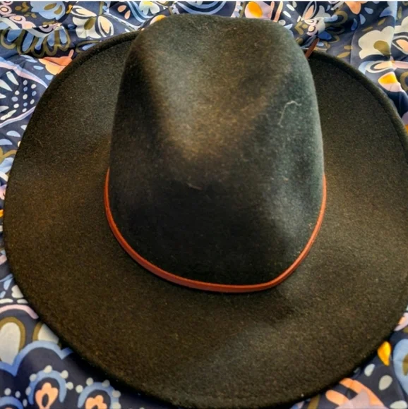 Upcycled Hand Crafted Boho on Black Express Fedora Hat Size One Size in EUC Hand Burned Square Crown Cowboy Hat – Custom Western Fedora  main image 4